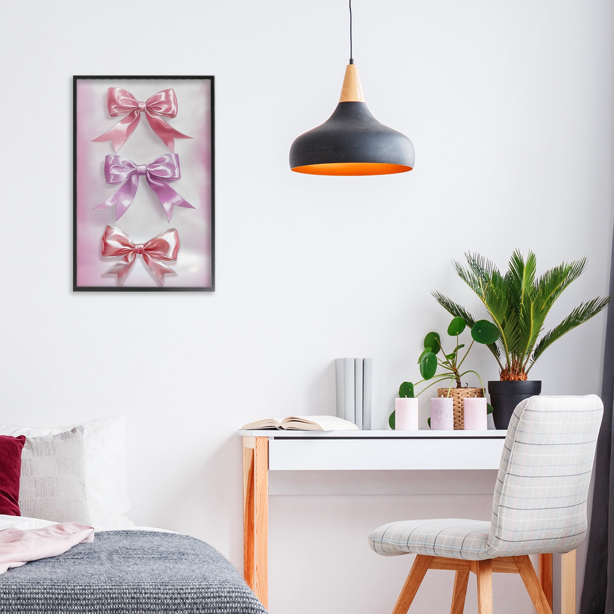 Stupell Industries Blush And Satin Elegance Black Framed Giclee Art, design by Annabelle Hall