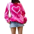 thumbnail image 4 of Arvbitana Women’s Tie Dye Pullover Tops, Long Sleeve Crew Neck Heart Print Loose Fit Sweatshirts, 4 of 6