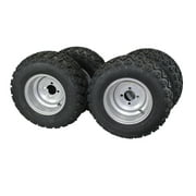 Antego Tire and Wheel (Set of 4) 20x10.00-10 ATW-045 with 10x7 Chrome Silver Wheels for Golf