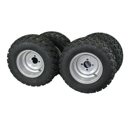 Antego Tire and Wheel (Set of 4) 20x10.00-10 ATW-045 with 10x7 Chrome Silver Wheels for Golf