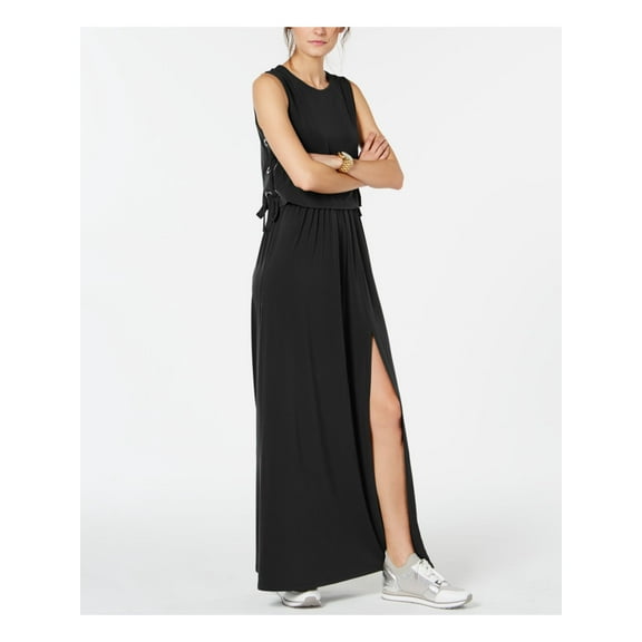 MICHAEL KORS Womens Black Sleeveless Maxi Sheath Dress Petites Size: P
