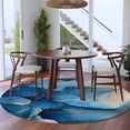 thumbnail image 4 of Abstract Blue Round Area&nbsp;Rug 8ft Marble Gold Cracks Texture Rock Modern Art Non-Slip&nbsp;Washable Circle Rugs Soft Felt Indoor Floor Mat for Bedroom Kitchen Living Room Bathroom, 4 of 9