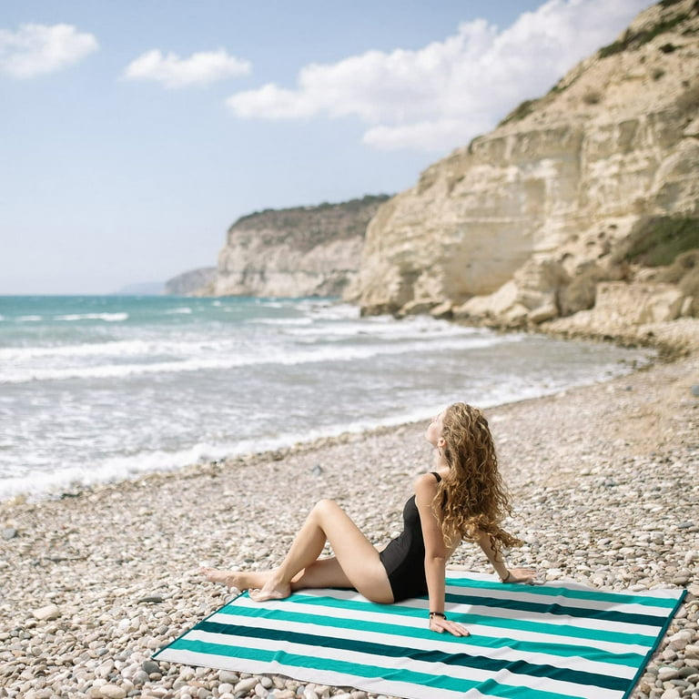  Teal and White Oversized Beach Towel - XL Cabana Striped Beach  Towels for Adults and Cute Pool Towels Oversized - Lightweight Extra Large  Beach Towel and Quick Dry Beach Towel with