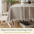 thumbnail image 4 of ComfiTime Table Cloth – Fitted Table Cover for 6 Foot, 8 Foot and other Size Rectangle or Round Tables, Faux Linen/Burlap Tablecloth for Parties w/ Tassel & Embroidery, 55 x 102, Beige, 4 of 11
