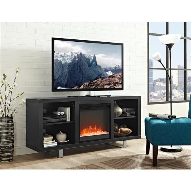 58 in. Simple Modern Fireplace TV Stand Console Black