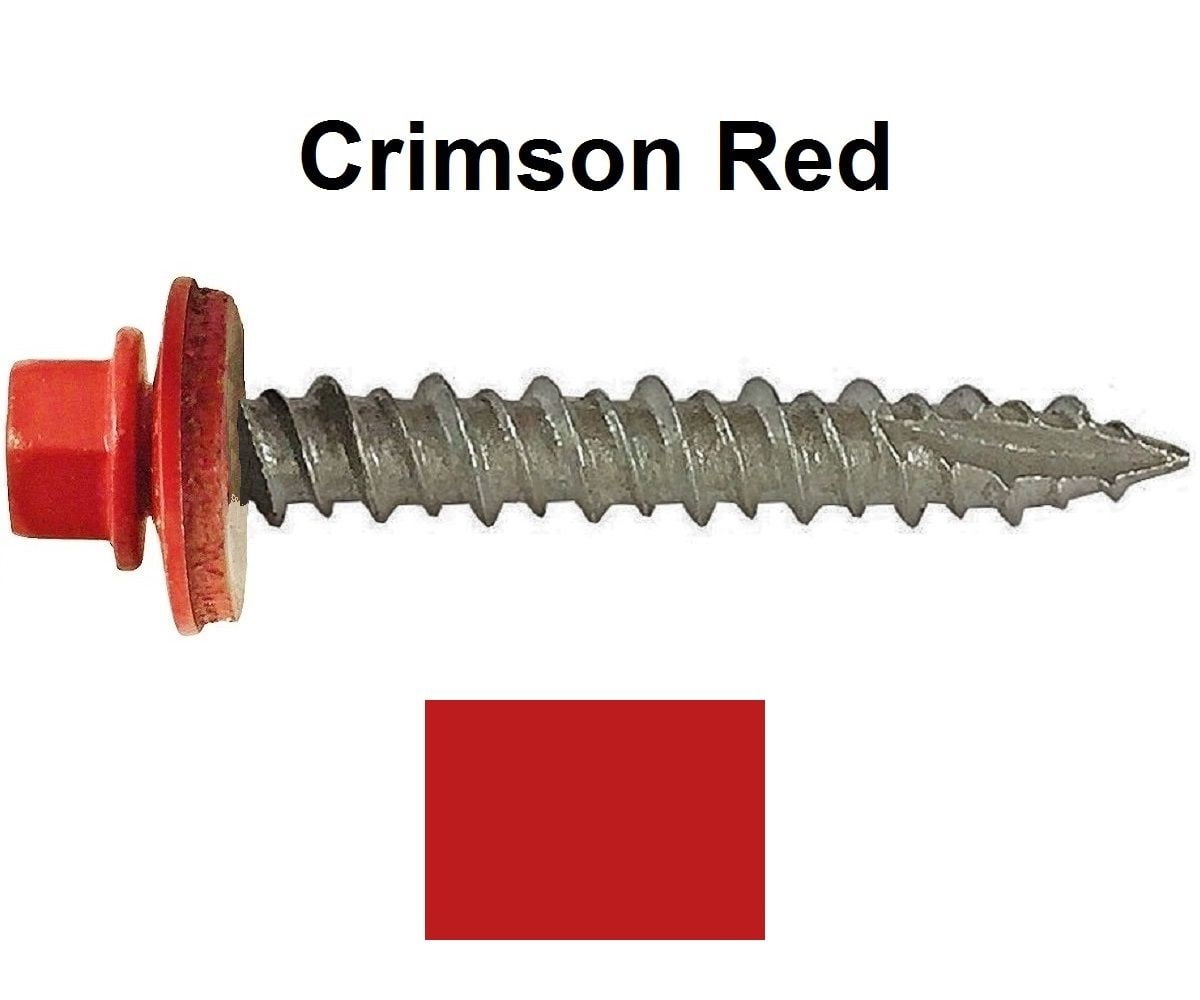 Details about   Case of 10x1 1/2" Crimson Red Metal Roofing/Siding wood screws 