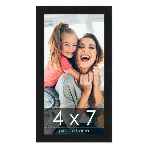 4x7 Black Wood Picture Frame - UV Acrylic, Foam Board Backing, Hanging Hardware
