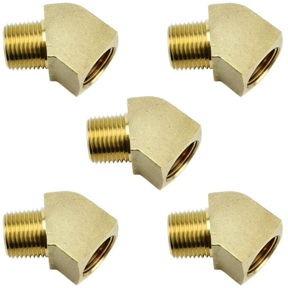 Rapid Air 45 Degree 1/2" NPT Pipe Thread Solid Brass Street Elbow Fitting 5-Pack