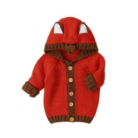 

Baby Boys Girls Knit Sweater Hooded Ears Warm Cardigan Coat Tops Jacket Outwear with Cute Ears