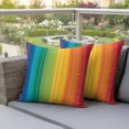 thumbnail image 3 of 2 Pack Outdoor Waterproof Throw Pillow Covers,Colorful Stripes Rainbow Decorative Square Pillow Case Patio Pillowcases for Chair Couch Sofa 16x16in, 3 of 9