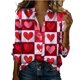 thumbnail image 3 of TaTaai Womens Long Sleeve Valentines Day Print Satin Shirt Button Down Lapel Collar Blouse Silky Loose Fit Spring Top Gift, 3 of 7
