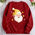 thumbnail image 2 of Xmas Waffle Sweatshirt with Santa Graphic Oversized Baggy Crew Neck Tops Novelty Christmas Fun Gift Fall Pullover, 2 of 7