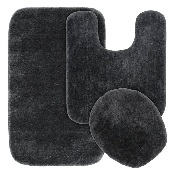 3 Piece Traditional Soft and Plush Plush Nylon Washable Bathroom Rug