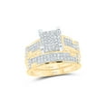 thumbnail image 2 of 10kt Yellow Gold His Hers Round Diamond Square Matching Wedding Set 1/2 Cttw, 2 of 5