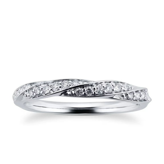 0.19ct Twist Style Diamond Wedding Ring, 18K Gold plated Diamond Twisted Ring, Eternity Wedding Band, Stackable Band, Half Eternity Twisted band