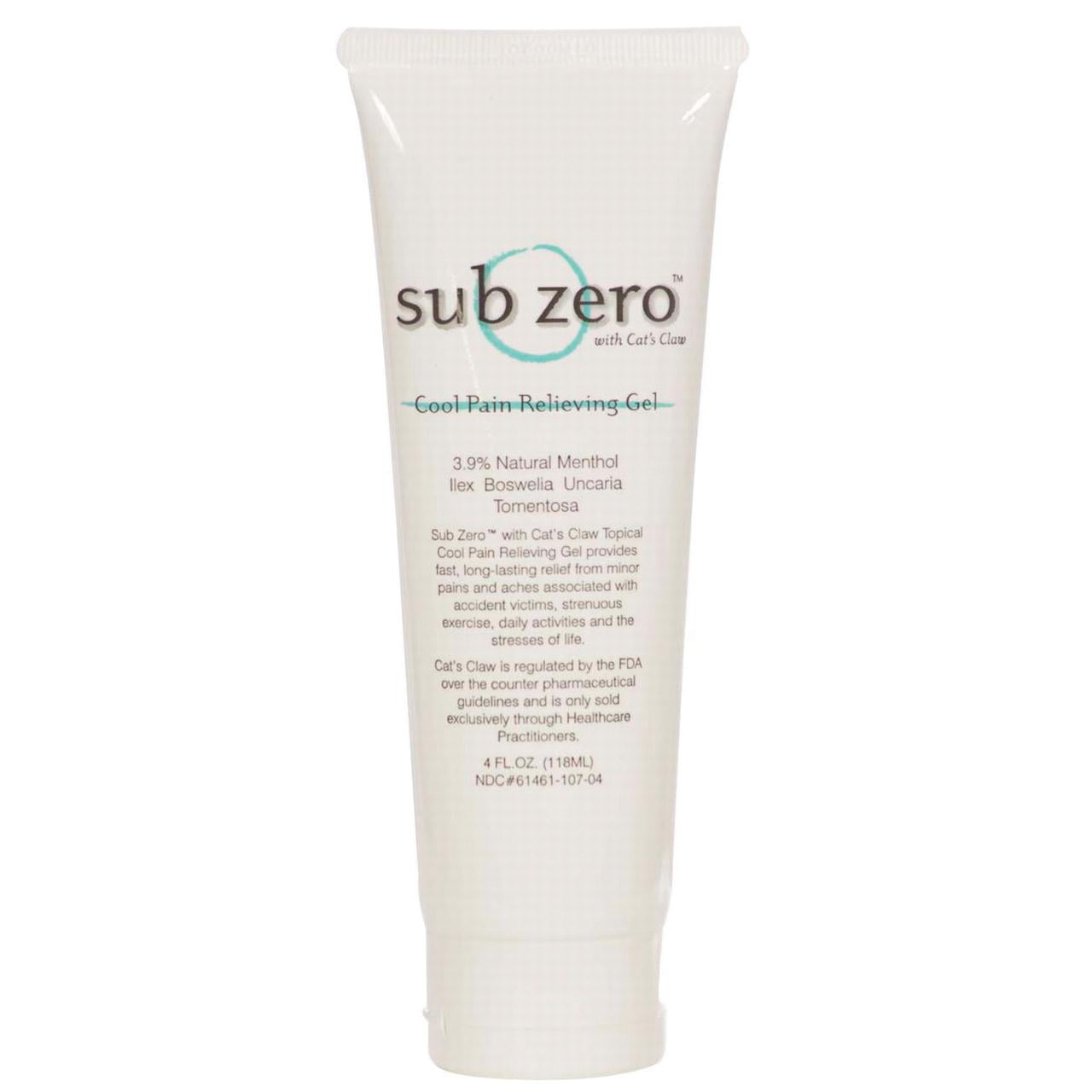 Carex Subzero Cat's Claw Cooling Gel for Muscle Pain Relief, Odorless and Non-Greasy, 4-Ounce Tube