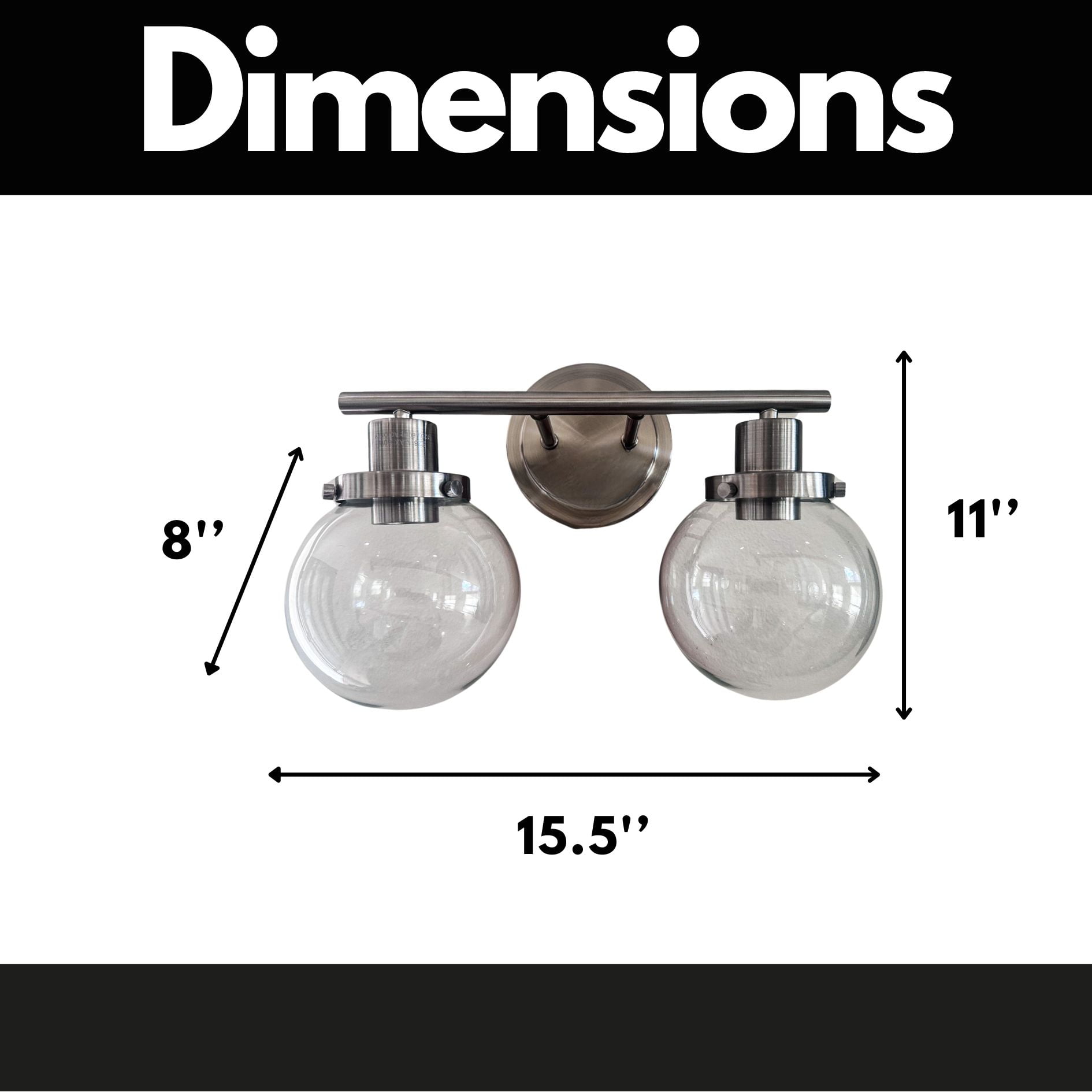 Noaman 2-Light Bathroom Vanity Light Fixtures, Black Wall Sconce with Clear Glass Shade, 13x7x7in Vintage Wall Mounted Lights for Mirror, Living Room, Bedroom, Hallway, Porch