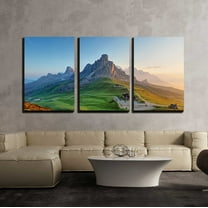 wall26 - 3 Piece Canvas Wall Art - Dolomites Landscape - Modern Home Art Stretched and Framed Ready to Hang - 24"x36"x3 Panels