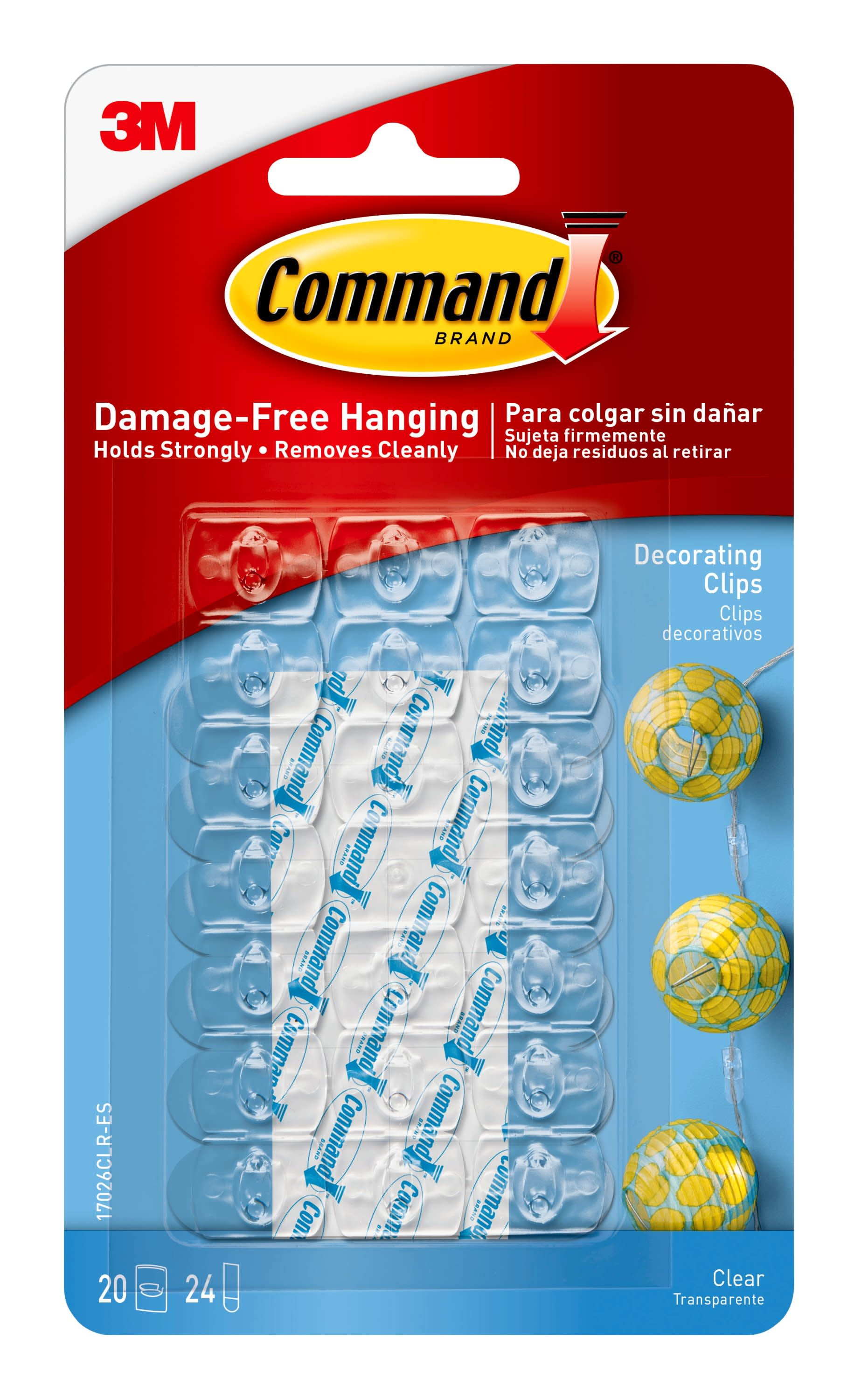 3M Command Self-Adhesive Damage Free Hanging Clear Decorating Clips for Fairy Lights
