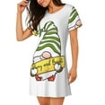 thumbnail image 2 of Gukieu Christmas Gnomes Print Women's Nightgown, A-line Round Neck Short-sleeved Nightgown Pajamas Home Wear Suitable for Home and Outing, 2 of 6