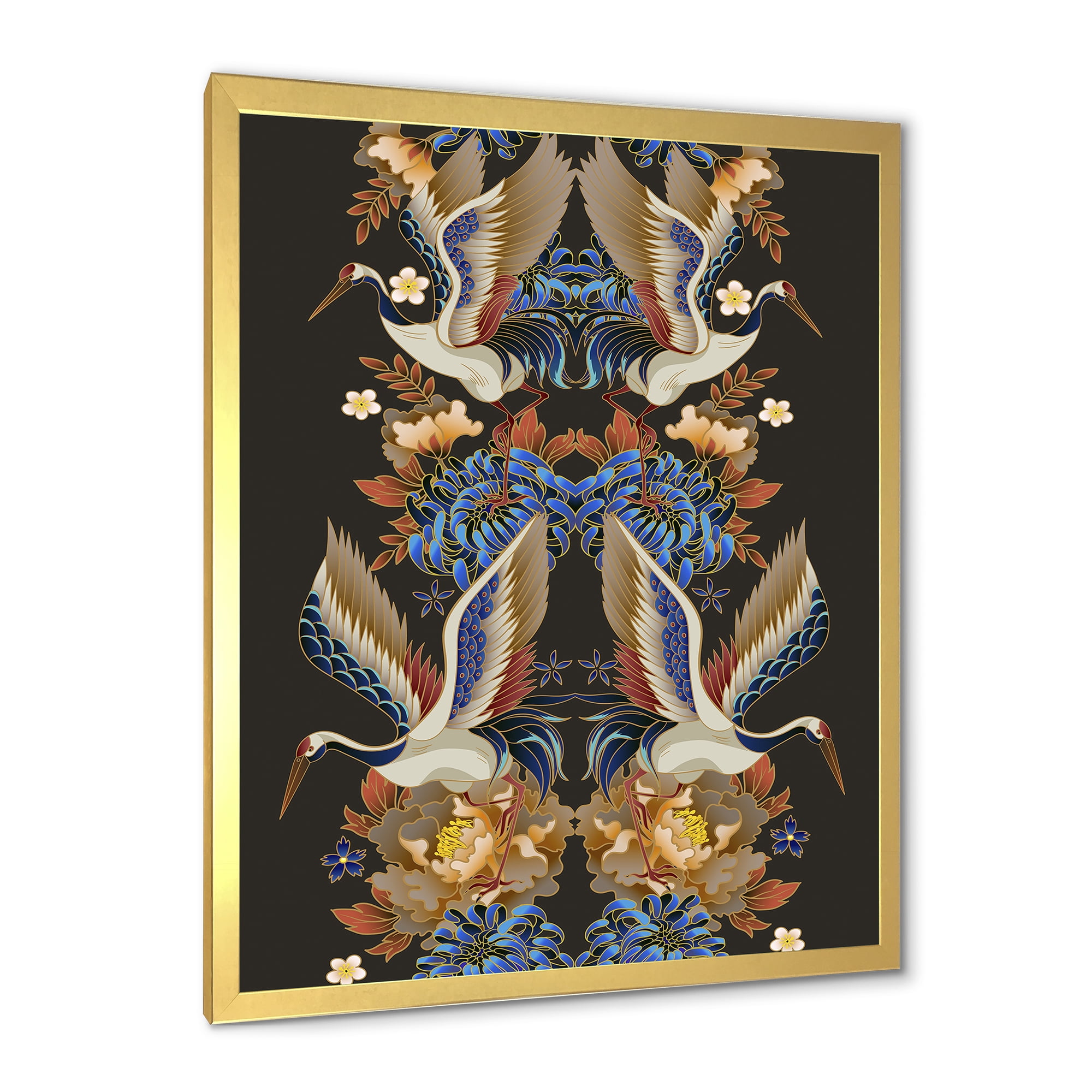 Designart 'Chinoiserie With Peonies and Birds IX' Traditional Framed Art Print