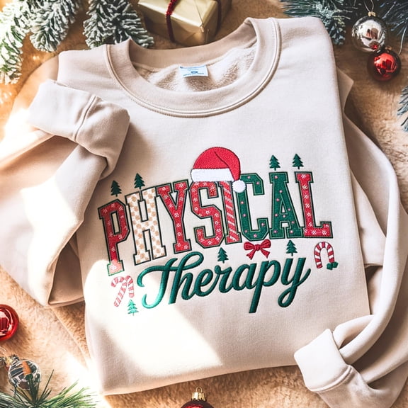 Christmas Physical Therapy Embroidered Sweatshirt, Physical Therapist Embroidery Shirt, Pt Xmas Gift, Holiday Gift For Physical