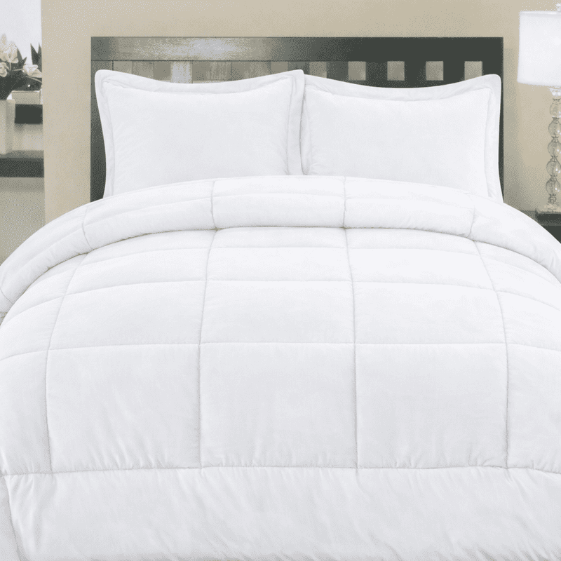 Luxury 500-TC Egyptian Cotton Box-Stitched Design Comforter | 300 GSM | Single Piece, Oversized King Size 98" x 120" Inches, 1pc Comforter with 4 Corner Tabs, (White)