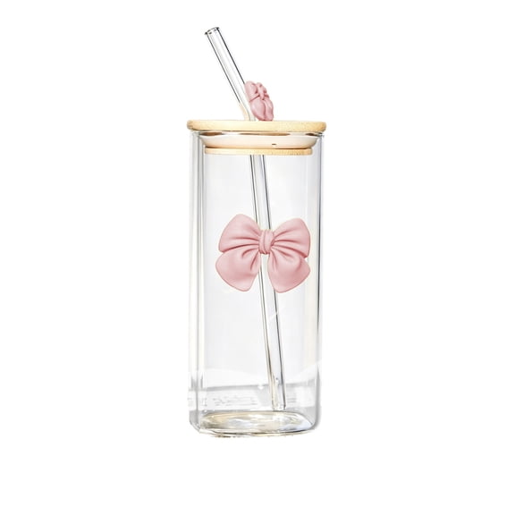 LEHOZIHEQ Clear Glass Cup with Lid, Glass Tumbler with Handle, Reusable lced Coffee Cups, for Smoothie, Coffee, Juice, Water, Tea, Travel Mug