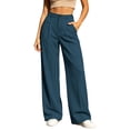 thumbnail image 2 of Cmfcve Woman's Wide Leg Pants Pull On Stretchy Work Dress Pants High Waisted Business Casual Trousers, 2 of 7