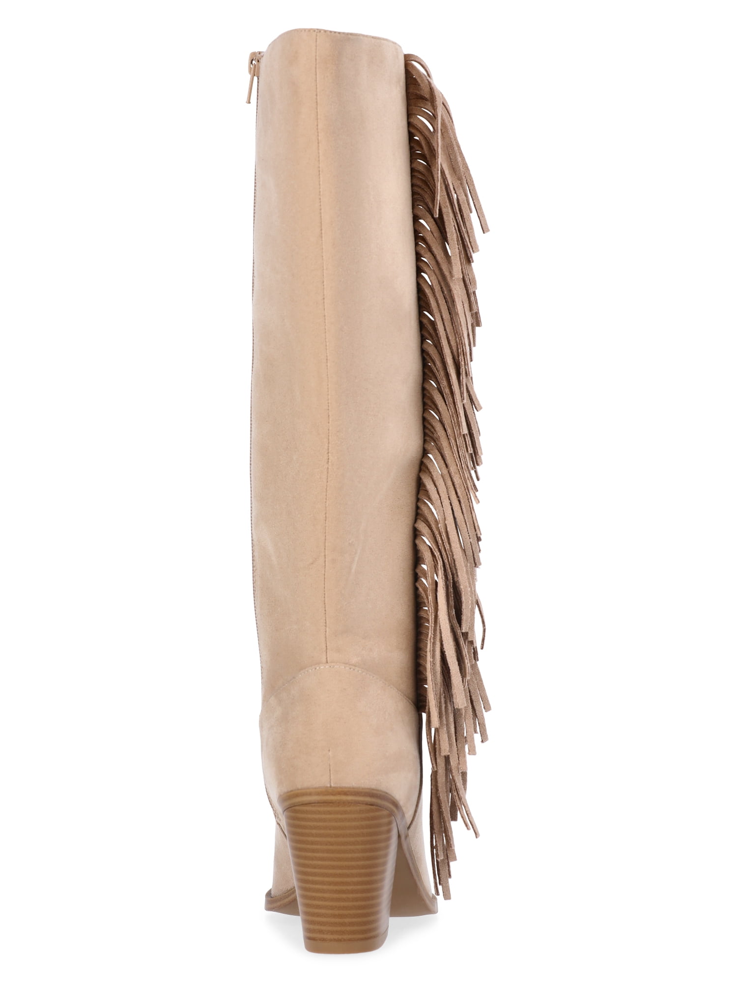 Time And Tru Women's Faux Suede Tall Fringe Boots