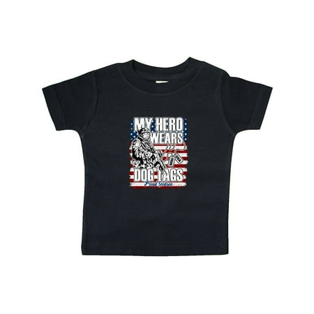 

Inktastic Proud Godson My Hero Wears Dog Tags USA Flag Gift Baby Boy T-Shirt