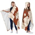thumbnail image 2 of Wearable Blanket,Pioneer Flower Floral Print Pattern Hooded Wearable Flannel Blanket for Adults & Teens,Winter Poncho Shawl Wrap Cape Cozy Anti-Pill,50"x60", 2 of 5