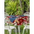 thumbnail image 2 of Outdoor Tablecloth with Umbrella Hole and Zipper, Gingerbread Christmas Round Table Cloth 60 Inch Waterproof Tablecloth, Xmas Balls Branches Red Picnic Table Cover for Patio Camping, 2 of 7