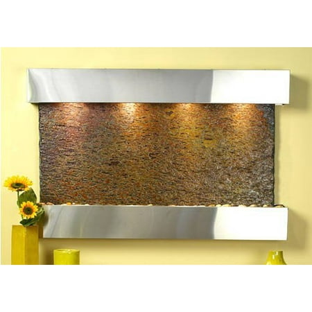 Natural Slate Water Wall - Adagio Sunrise Springs Wall Fountain Rajah Solid Slate Stainless Steel - SSS2004