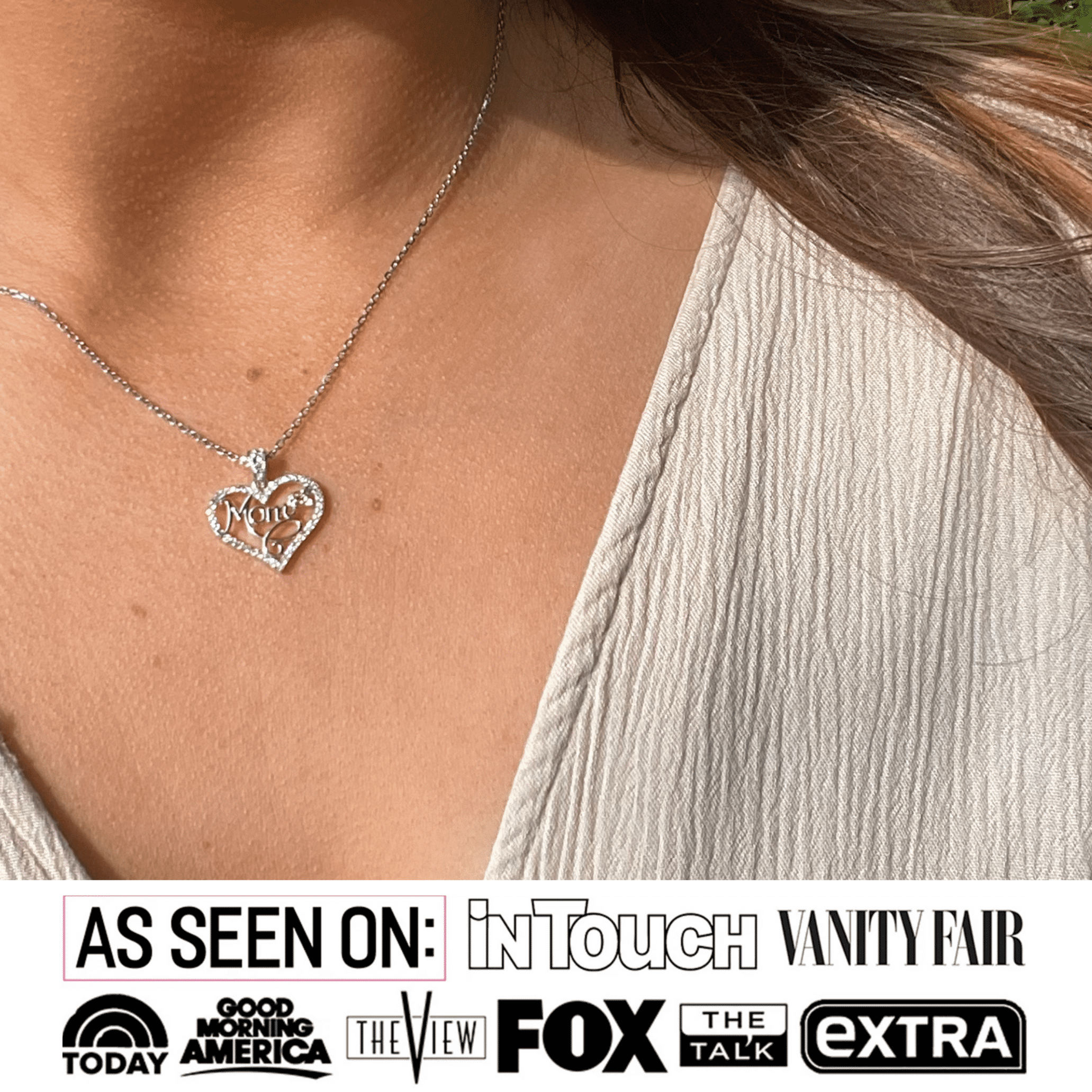 Cate & Chloe Rhonda 18k White Gold Plated Mom Heart Necklace with Swarovski Crystals for Women