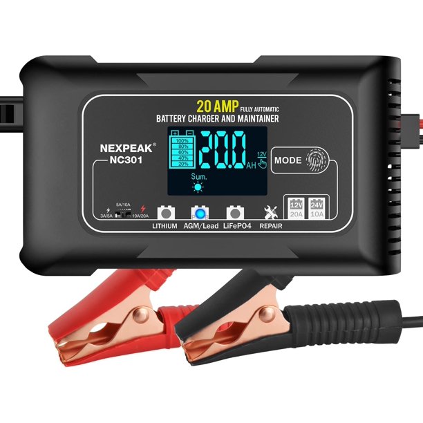 Car Battery Charger, 12V and 24V Smart Fully Automatic Battery Charger