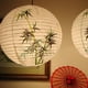 thumbnail image 2 of Farol de papel decorativo con diseño de bambú y soporte de metal, pantalla de lámpara ambiental para decoración de bodas y hogar, fácil de instalar, quitar y reutilizable, duradero, 30 cm, blanco y, 2 of 5