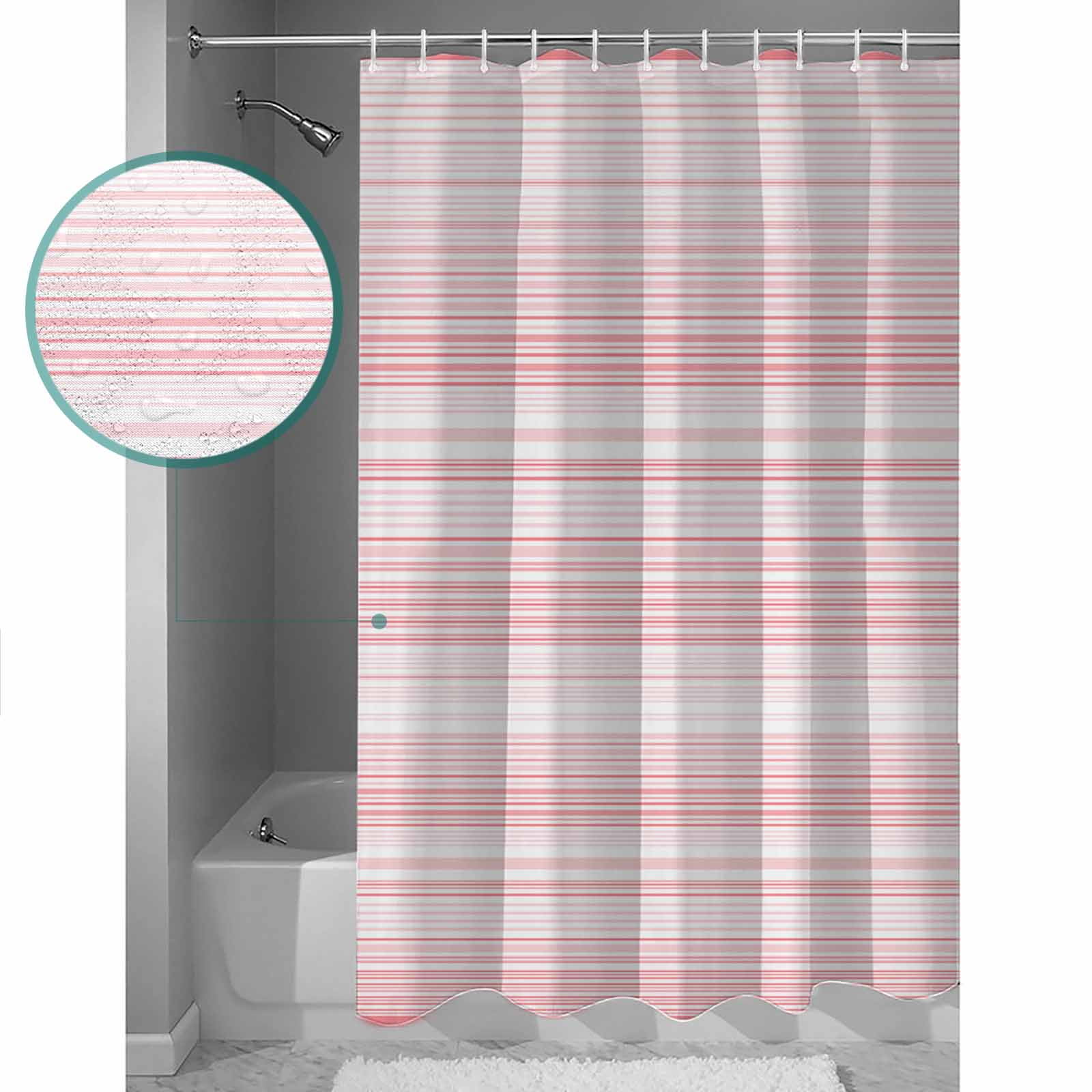 Small Stall Shower Curtain 36x78 Inch Narrow Half Size Pink Stripe Bath Curtains Bathroom Decor Abstract Art Modern Vertical Striped Waterproof Fabric Shower Curtain Set with Hooks 36 Inch