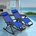 thumbnail image 3 of Magshion 2 Pack Zero Gravity Lounge Chairs, Adjustable Rocking Chairs with Headrest & Foot Pads, Outdoor Portable Recliner, Folding Lounge Rocker, Blue, 3 of 11