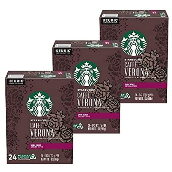 Starbucks Dark Roast Coffee K-Cup Pods, Caffe Verona, 24 Ct - Pack Of 3