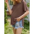thumbnail image 2 of Weardear 4 Packs Maternity Shirts Crew Neck Batwing Short Sleeve Pregnancy Tunic Tops Split Side Summer T Shirt for Women, 2 of 6