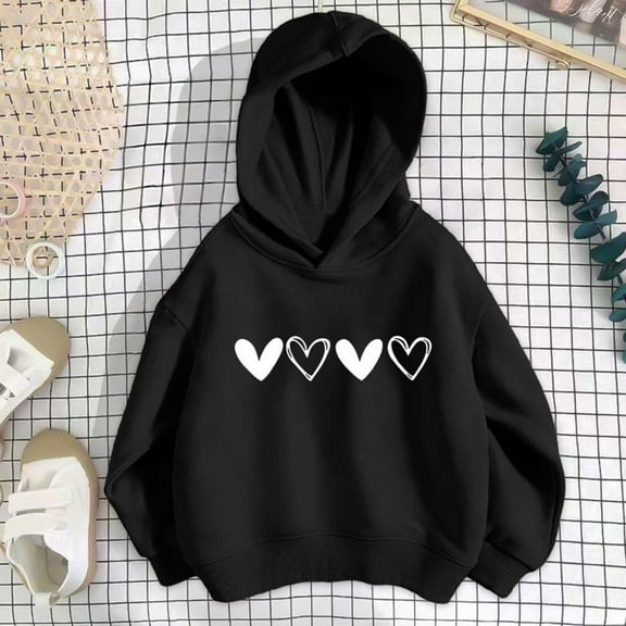 Bnwani Girls Hoodies Cotton Long Sleeve Fall Loose Sweatshirt Valentine'S Day Hearts Printed Pullover