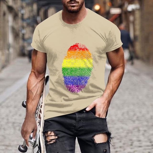 T-shirt à Manches Courtes pour Hommes à Imprimé, Col Rond, Mode Décontractée, Manches Courtes