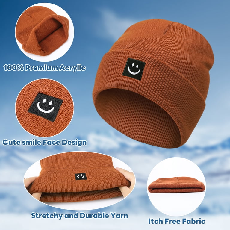 Bocaoying 4-Pack Unisex Smile Face Knit Beanies photo 2