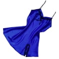 thumbnail image 3 of Camisón de encaje con cuello en V y espalda descubierta, camisón sedoso, ropa de dormir para mujer, azul, 3L Advancent AP001175-24B, 3 of 7