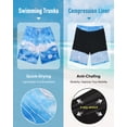 thumbnail image 2 of Justay Story Mens Swim Trunks 9" with 2 in 1 Compression Breathable Liner Zipper Pockets Quick Dry Swim Bathing Suit Summer Beach Hawaiian Shorts, Size S-2XL, 2 of 7