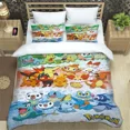 thumbnail image 3 of Funda de edredón con estampado de Pokémon de anime japonés y fundas de almohada, juego de cama con impresión digital 3D de microfibra, tamaño doble, tamaño Queen y King, 3 of 5