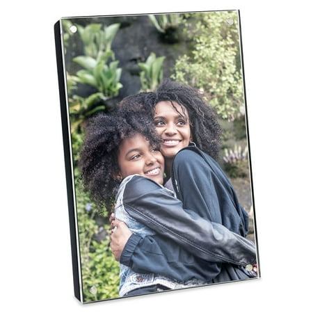 Isaac Jacobs 4x6 Black Wood Acrylic Picture Frame for Tabletop Display