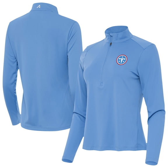Women's Antigua Light Blue Tennessee Titans Tribute Half-Zip Pullover