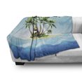 thumbnail image 3 of Island Soft Flannel Fleece Throw Blanket, Tropic Lands Coconut Palms in the Middle of Nowhere Surreal Scenery, Cozy Plush for Indoor and Outdoor Use, 50" x 60", Azure Blue Fern Green, by Ambesonne, 3 of 6